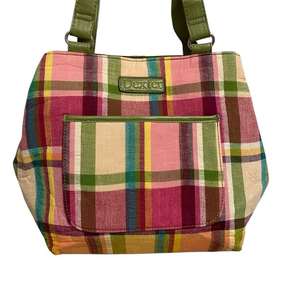 Dexter Shoulder Bag Multicolor Cotton Plaid Colorblock Lightweight Feminine - Picture 2 of 14